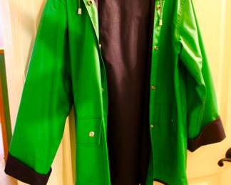 Women's green rain coat 
