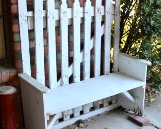 White outdoor bench