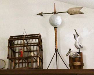 Lightning rod and bird decor 