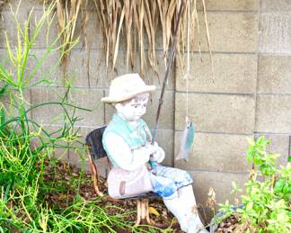 Fishing boy statue garden decor