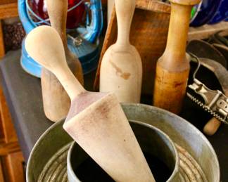 Kitchen primitives and all kinds of antique and vintage kitchen utensils and cookware.