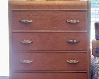 Vintage Art Deco Style Dresser - 4-tier wood drawer dresser 