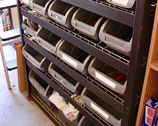 Tool organizer shelving and containers 