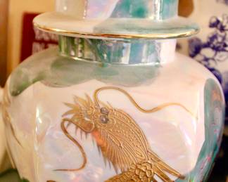 Asian golden dragon ceramic pottery