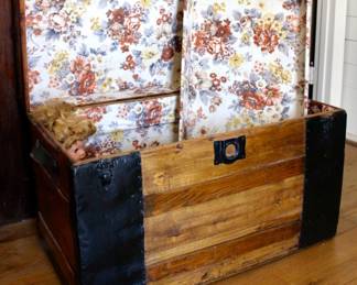 Vintage chest with floral interior 