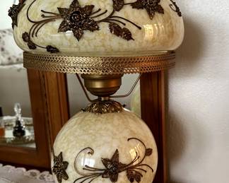 Glass and brass decorative table lamp