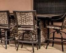 Veranda Classic Pub Style Patio Table w 6 Swivel Stools and Propane Fireplace