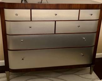 Caracole Dresser Metal Drawer Fronts w Teakwood Frame