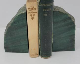 Two Marbled/Rough Jade Bookends                            
**Books not included**     