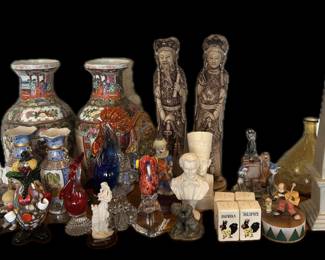Collection of Antique and Unique Statues, Figurines, and Blown Glass