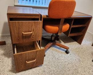 Office Furniture - Desk, Computer Table, 2 Drawer File Cabinet, 3 Chairs, 2 Bookcases