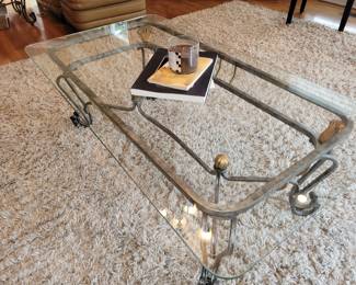 Glass & metal cocktail table