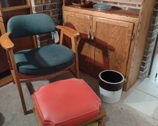 MCM chair and footstools
