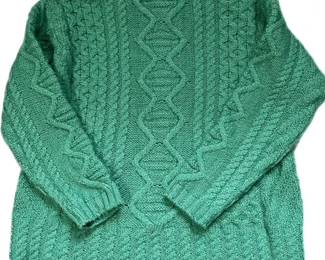 Emerald Green Aran Wool Zip sz Lback