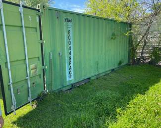ONE OF THE TWO 8'x20' CONTAINERS AVAILABLE.  BOTH ARE WIRED WITH LIGHTING AND OUTLETS. WE CAN PROVIDE A NAME AND PHONE NUMBER OF SOMEONE ABLE TO TRANSPORT UNLESS YOU HAVE SOMEONE IN MIND TO HIRE.