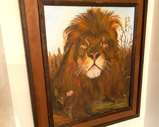 LION PAINTING FRAMED.