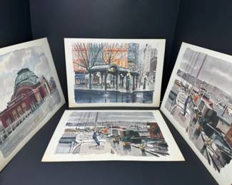 	Vintage Paul N. Norton Watercolor Seattle Prints
