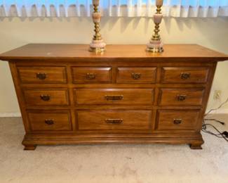 	Vintage Solid Wood Lowboy 10 Drawer Dresser