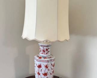 Asian Inspired Porcelain Painted Vase Table Lamps