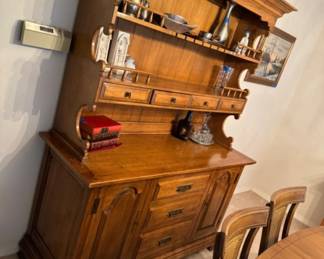 	Vintage Solid Pecan Wood 2 Piece Tall Hutch