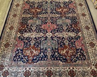 LARGE Handmade Wool Flora & Fauna Area Rug - 74”x117” 