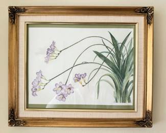 	Signed 1985 Genny Rees Original Floral Watercolor Painting - Beautifully Framed