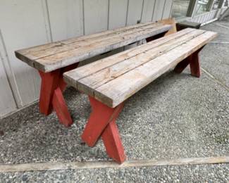 (2) Wood Picnic Benches - 60"L