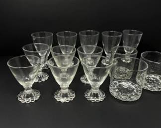 Vintage Clear Glass Boopie Candlewick Bubble Bottom Glassware