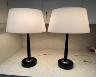 Mid Century Black & White Table Lamps - Possibly Gerald Thurston for Lightolier