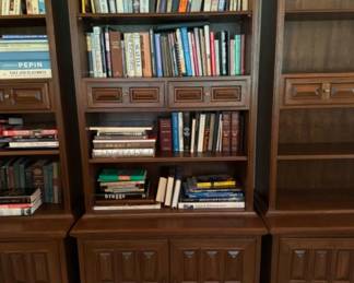 Mid Century Manor Style Wood Bookcase (2) - Dovetailed Drawers