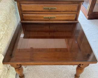 	Mid Century Solid Wood 2-Tier Side Table PAIR