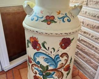 Hand Painted Genny Rees Toleware Painted Milk Can