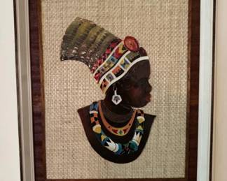 Signed Lez Frizelle S. Africa Copper Enamel 'Young Zulu Woman' Art