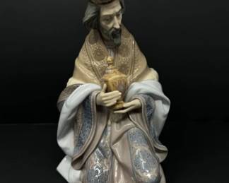 Lladro 1424 Glossy "King Gaspar" Nativity Figurine w/Box - 10"T