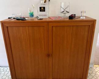 	1960s Danish Modern Teak FM Mobler Cabinet w/Barware