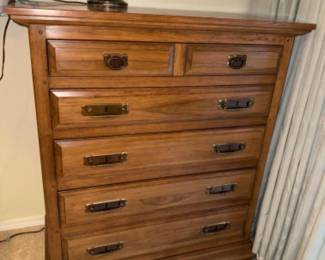 	Vintage Solid Wood Tallboy 6-Drawer Dresser