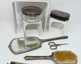 Antique Vintage Art Deco Sterling Silver Vanity Set - Wallace Sterling