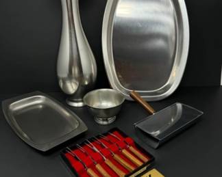 MCM Pewter & Stainless Servingware