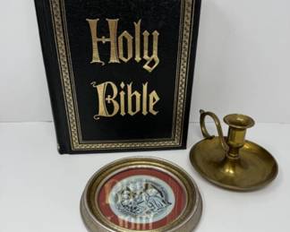 1971 Catholic Holy Bible + Genny & Don Rees Christmas Artwork +