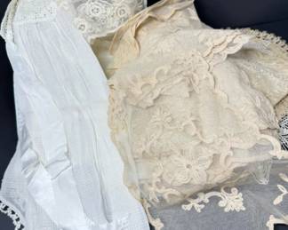 	Large Lot of Antique Vintage Lace & Linens