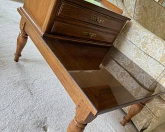 	Mid Century Solid Wood 2-Tier Side Table PAIR