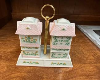 6 Lenox Salt Pepper with Stand