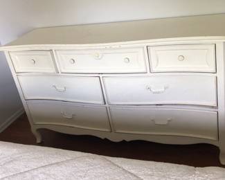 White/Cream Dresser is 62 inches long by 19 inches deep by 35 inches tall $100