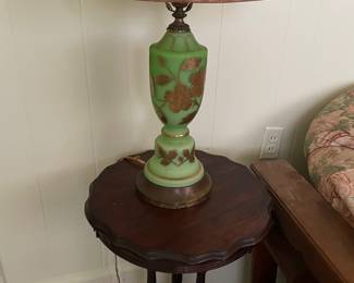Antique lamp and side table