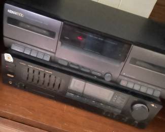 Several vintage receivers, CD players and tape players