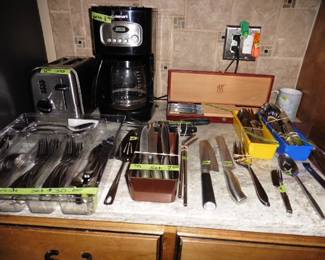 Oneida Flatware, Coffee Pot, Toaster etc.