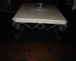 Coffee Table with Stone Top and Metal Base