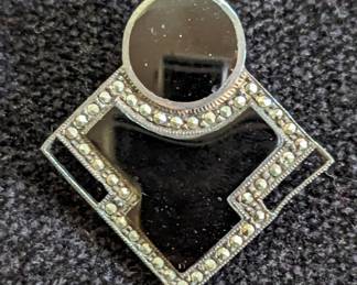 Another great sterling and onyx art deco pendant. 
