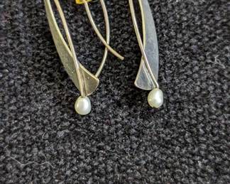 Gold and sterling Pearl mid-century modern