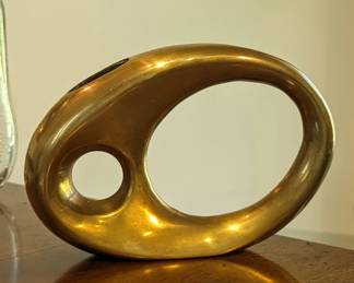 Mid-century modern brass Ichibana vase sculpture